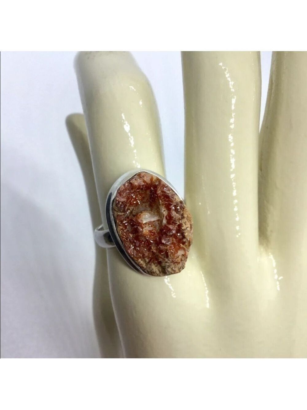DRUZY RAW GEMSTONE STERLING SILVER RING - Picture 2 of 10